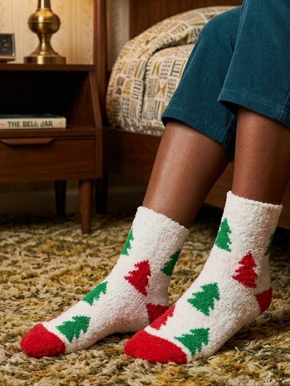 MIXIT Holiday Tree Cozy Crew Socks